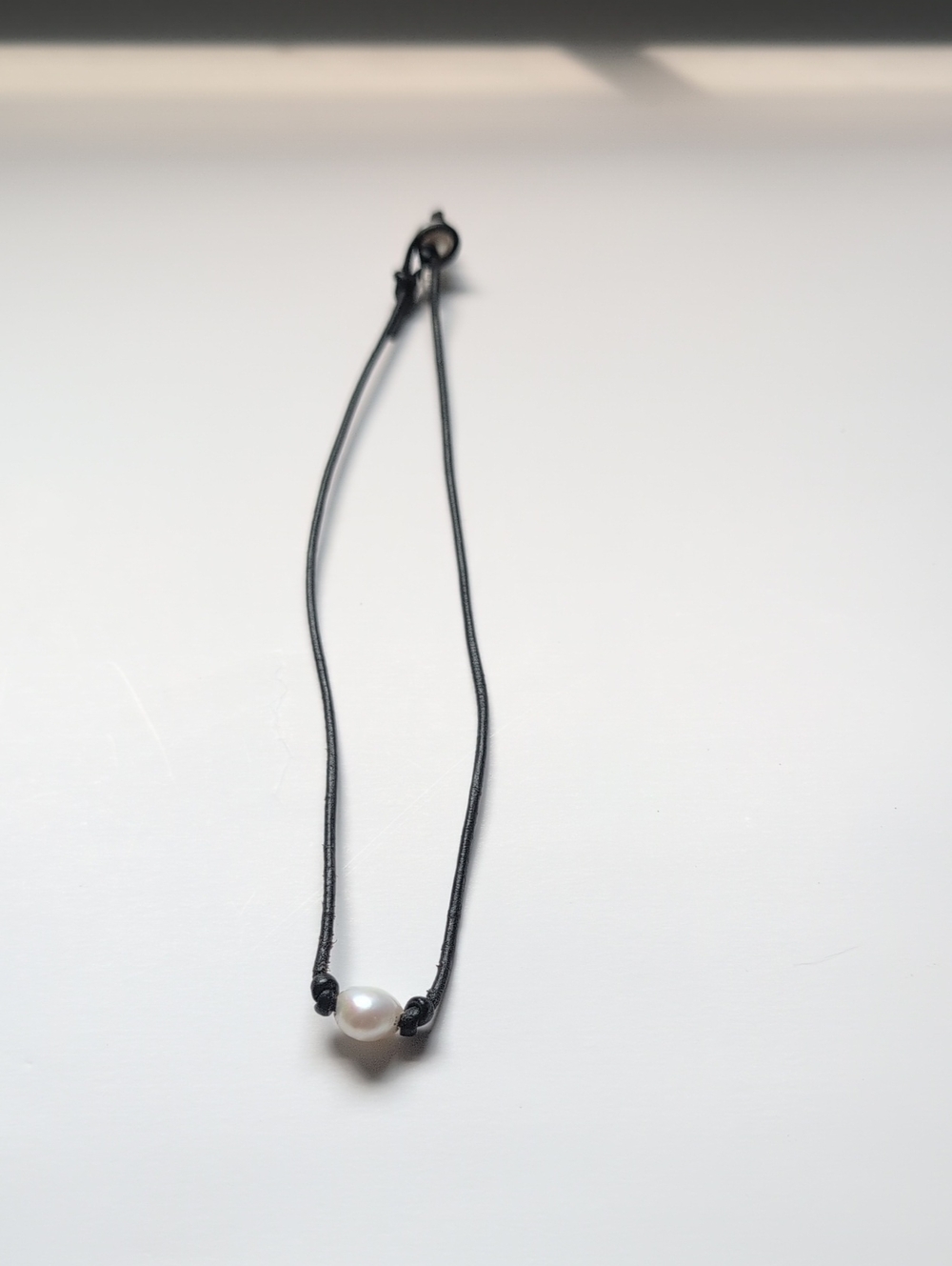 CapeCod Choker Black Cord Pearl Necklace - Freshwater Pearl Accent
